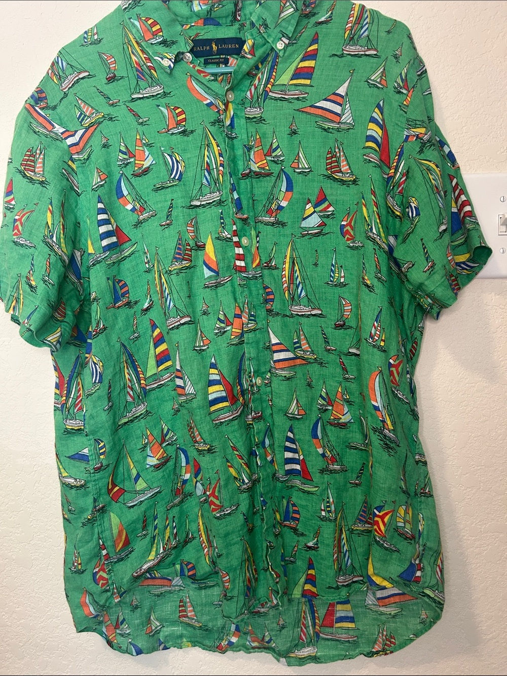 Ralph Lauren Polo Sailboat-Print Linen Shirt